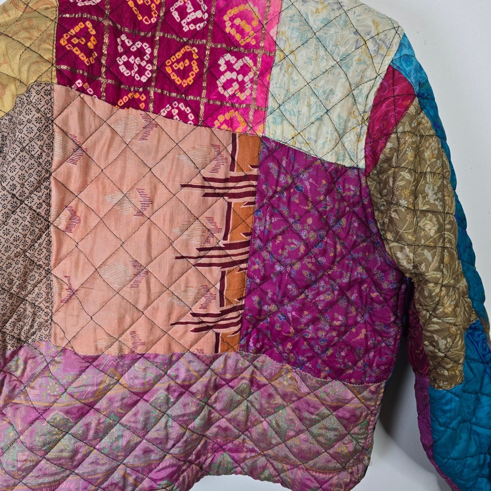 Sacred Threads Silk Patchwork Quilted Jacket Wome… - image 3